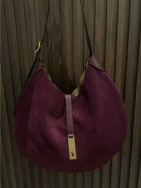 Ralph Lauren Polo ID Large Suede with Gold Accent - Wine